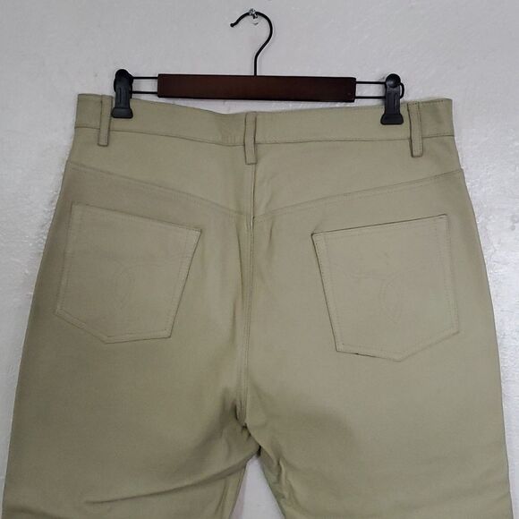Vintage Leather International Male Pants in Light Moss Green Size 36 - Picture 5 of 11